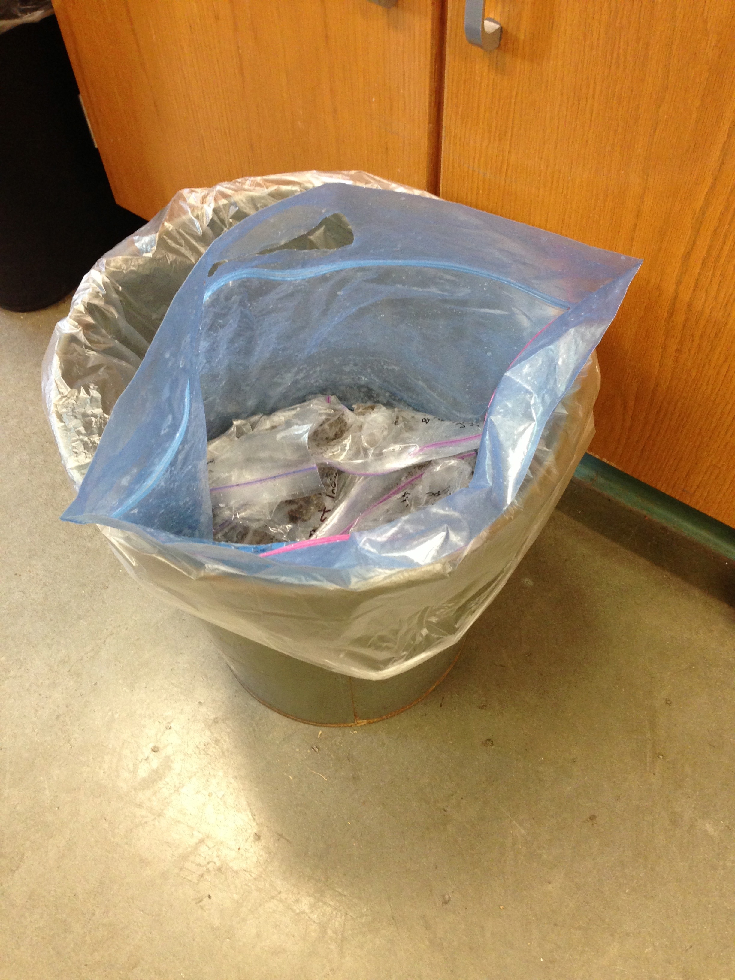 Soil samples in the trash