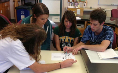Students studying at lab
