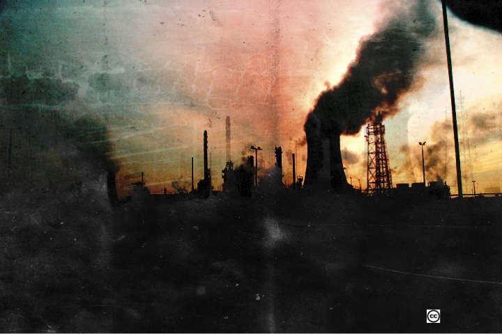 Smokestack billowing smoke