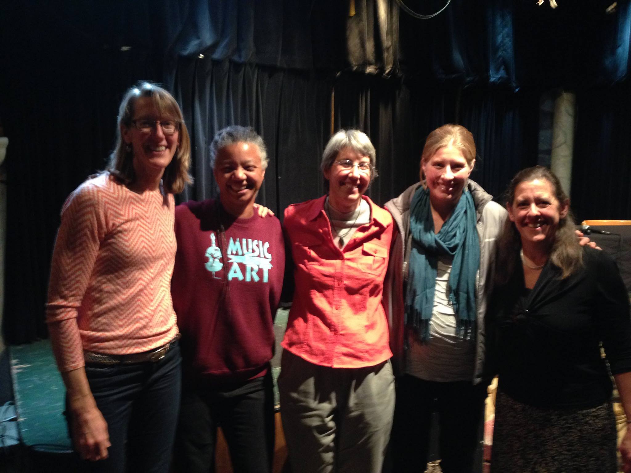 Five of Graduate Women in Science's mentors at a panel event, November 2014. Left to right, professors from CSU Dr. Sara Rathburn, Dr. Gillian Bowser, Dr. Ellen Wohl, Dr. Emily Fischer, and from the Denver Museum of Nature and Science Dr. Paula Cushing.