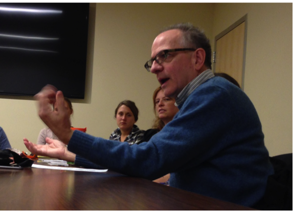 Dr. Scott Denning discusses with Graduate Women in Science- closeup