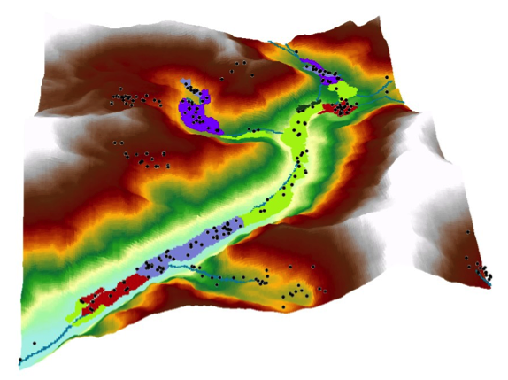 Location of cattle in Ulta Valley (GIS elevation map)