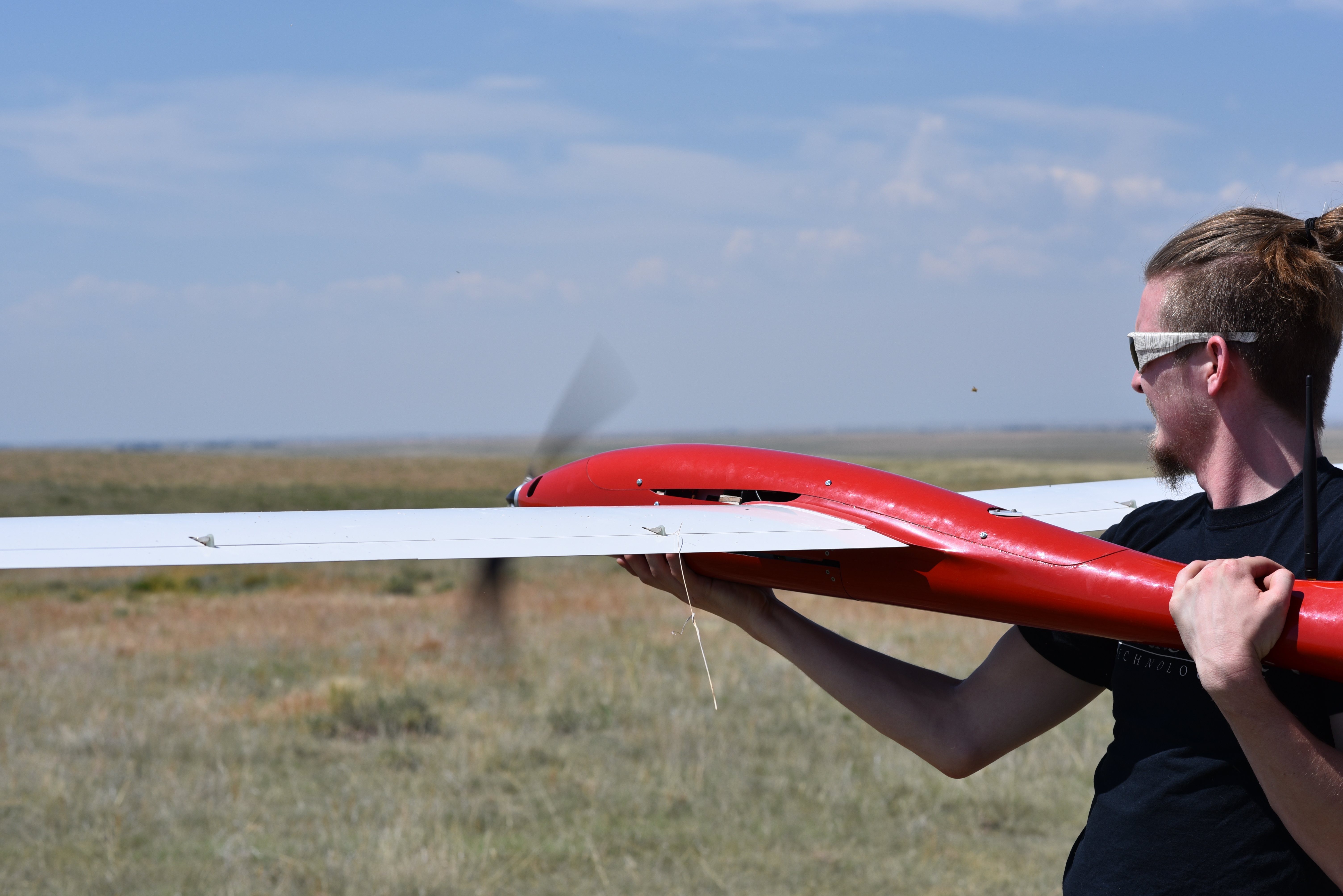 Drone launched to capture land surface imagery