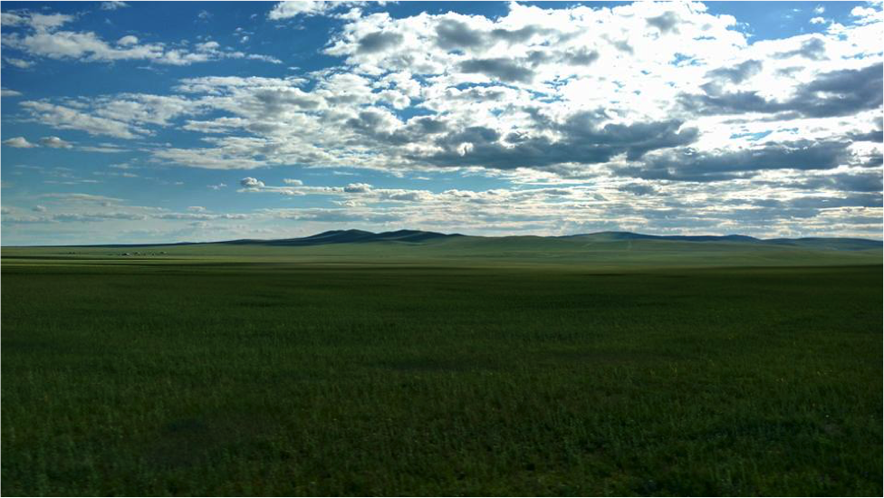 View from the bus en route to Erguna Grassland in the steppe of Inner Mongolia.