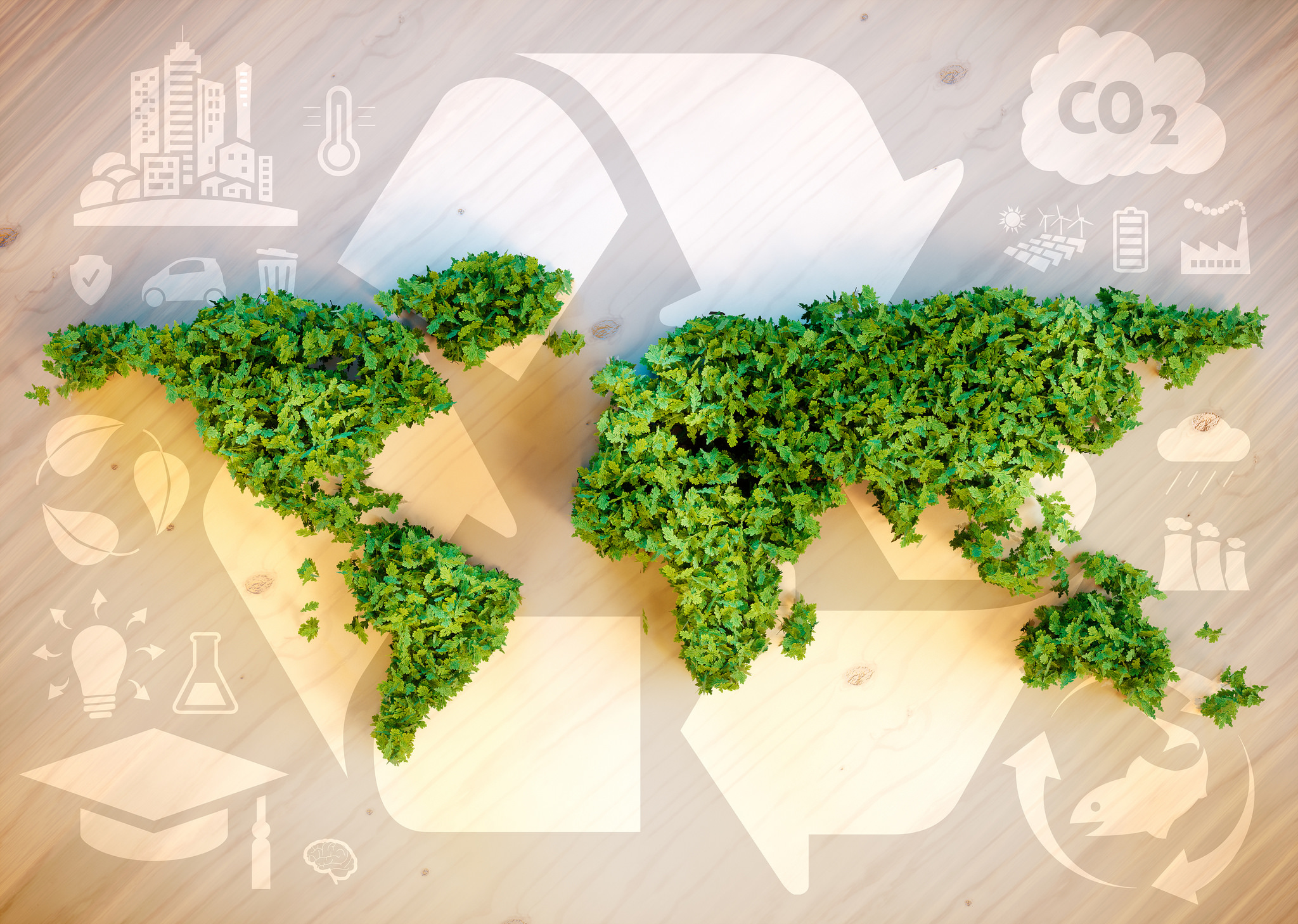 Map of world made with leaves