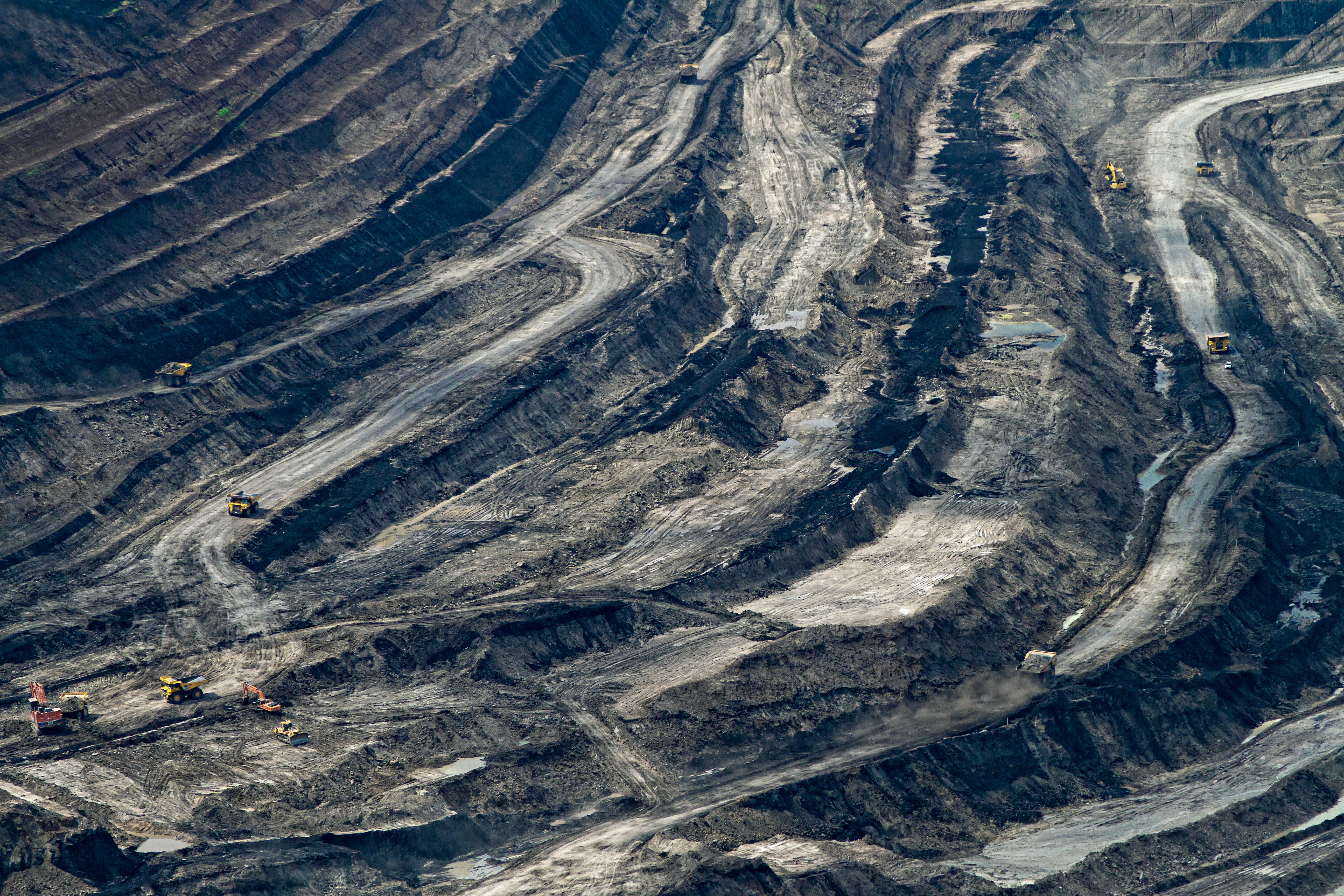Open pit strip mine from above