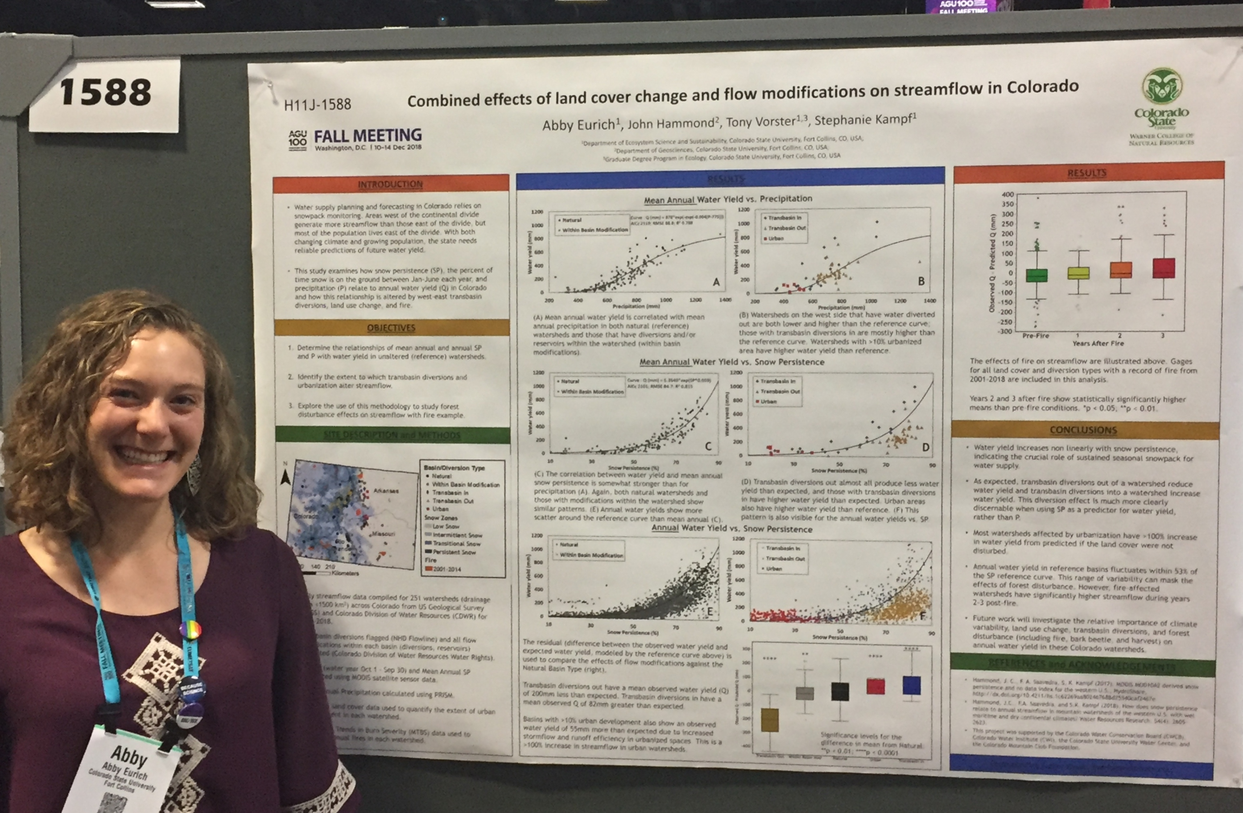 Abby Eurich with poster at AGU