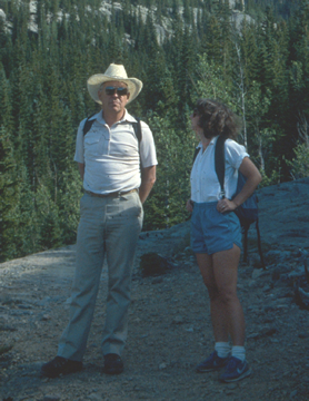 Jim Gibson hiking with Jill Baron